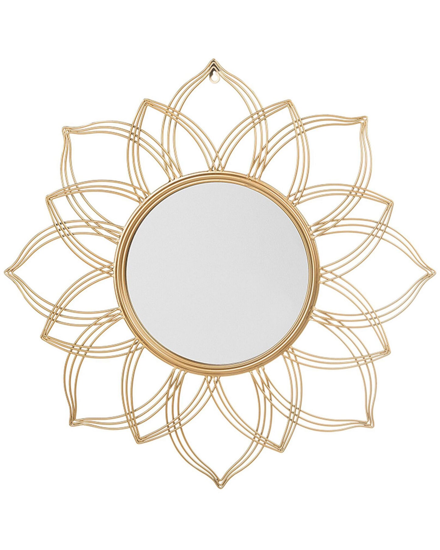 Gold Wall Mounted Mirror 67cm Round Flower Shape