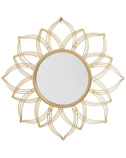 Gold Wall Mounted Mirror 67cm Round Flower Shape