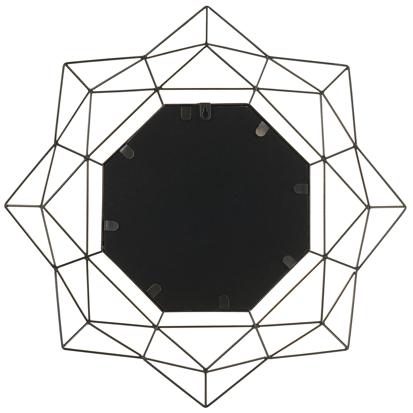 Wall Mounted Gold Round Mirror 60cm Art Deco Geometric Frame Hollywood Glam