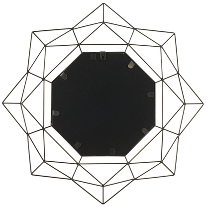 Wall Mounted Gold Round Mirror 60cm Art Deco Geometric Frame Hollywood Glam
