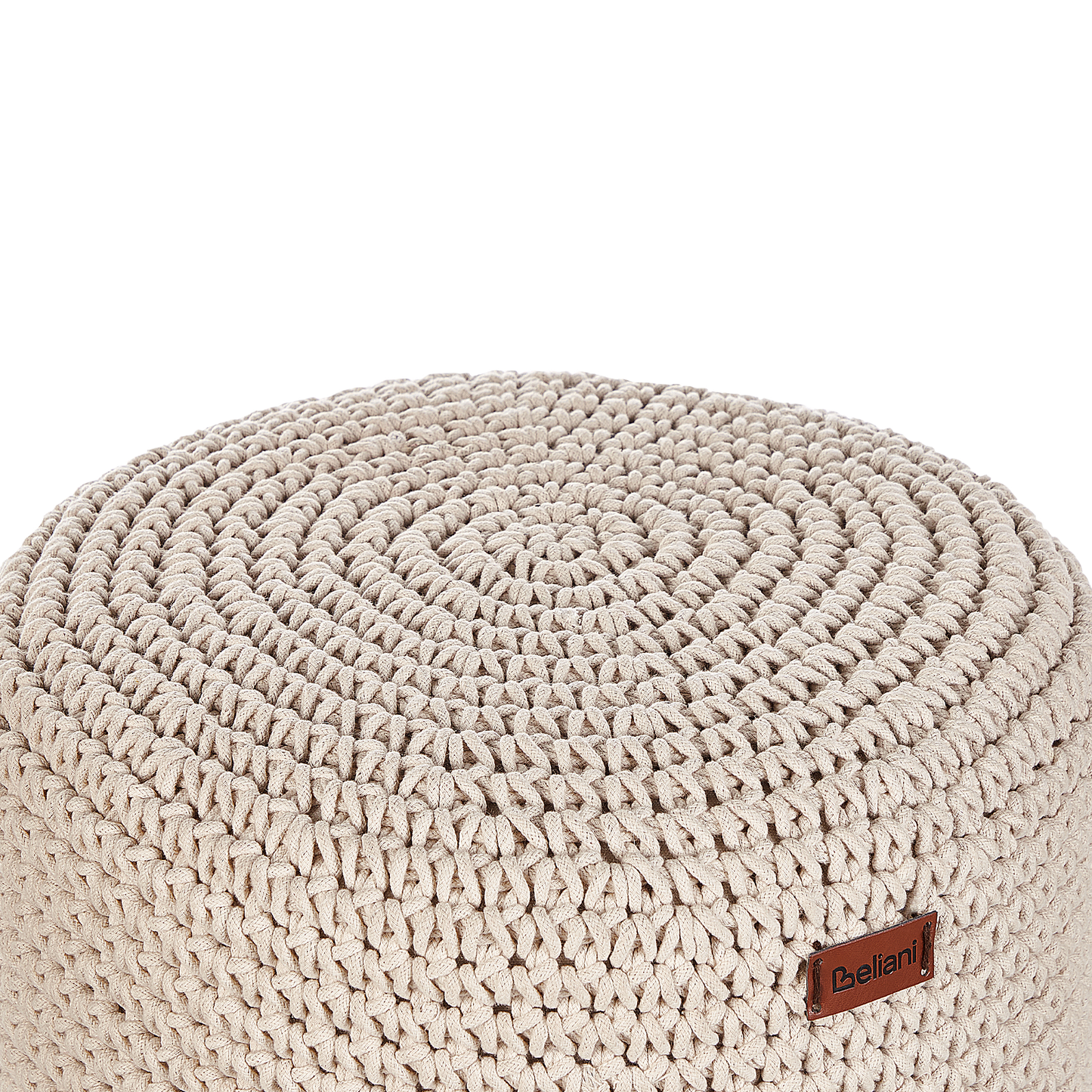 Handmade Footstool Beige Cotton With Solid Wooden Legs 40 x 40 x 40cm Soft Linen Texture