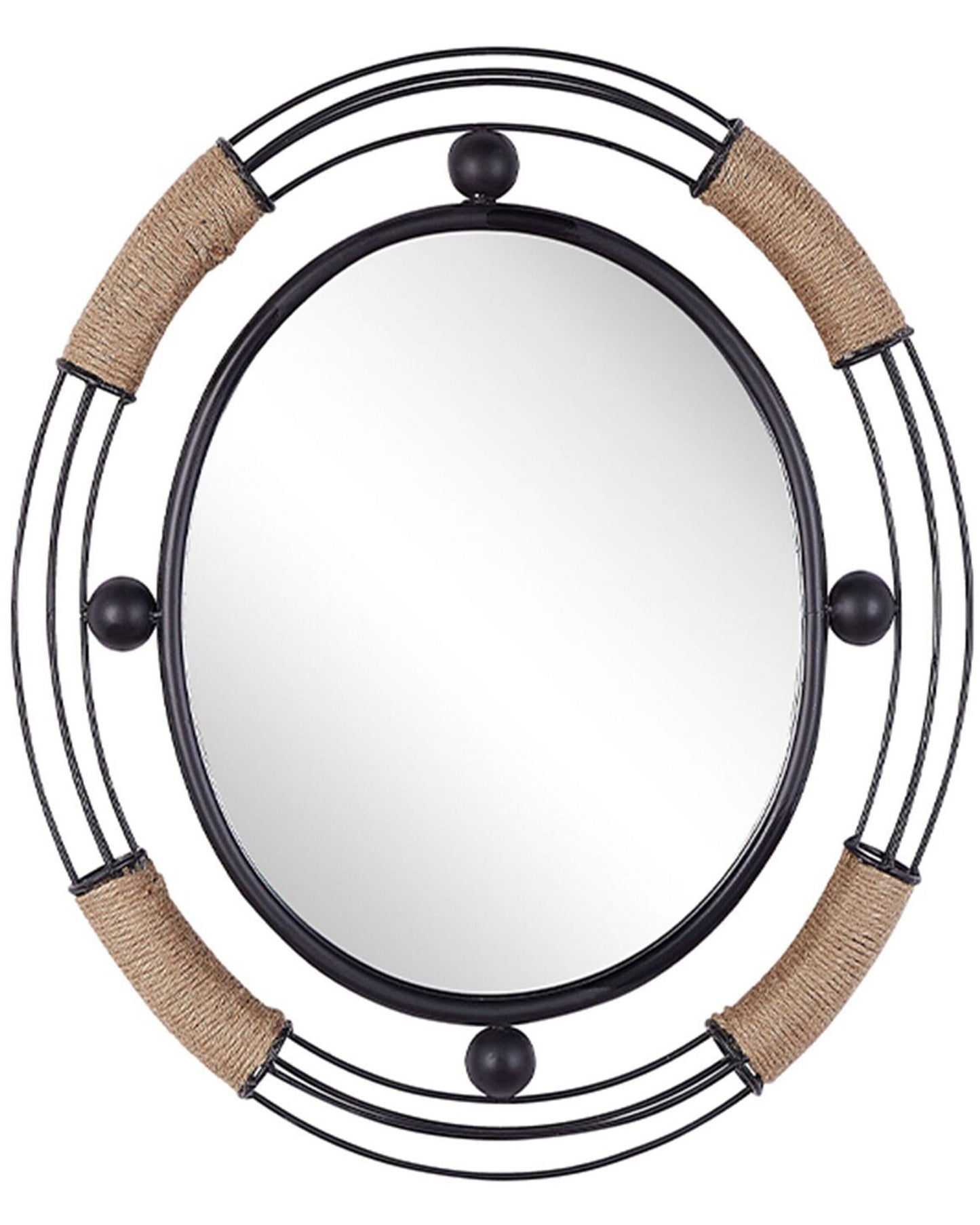 Black Round Wall Mirror 60cm Solid Wood Frame
