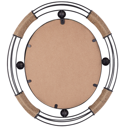 Black Round Wall Mirror 60cm Solid Wood Frame