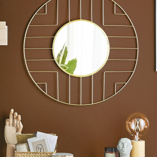Modern Wall Mirror Gold Round 60cm
