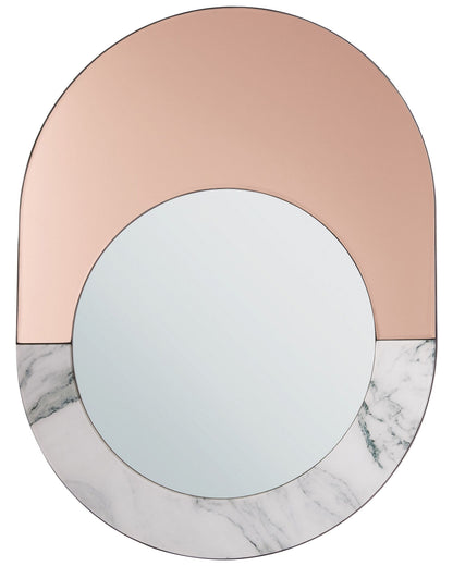 Home Rose Gold Marble Oval Wall Mirror 65 x 50cm
