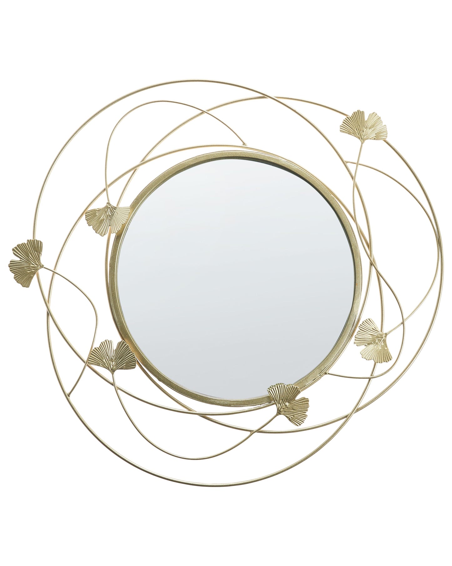 Gingko Gold Round Accent Mirror With Ginkgo Leaves 47cm Glamorous Living Room Decor
