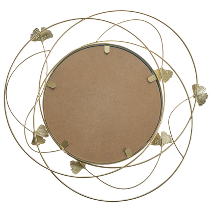 Gingko Gold Round Accent Mirror With Ginkgo Leaves 47cm Glamorous Living Room Decor