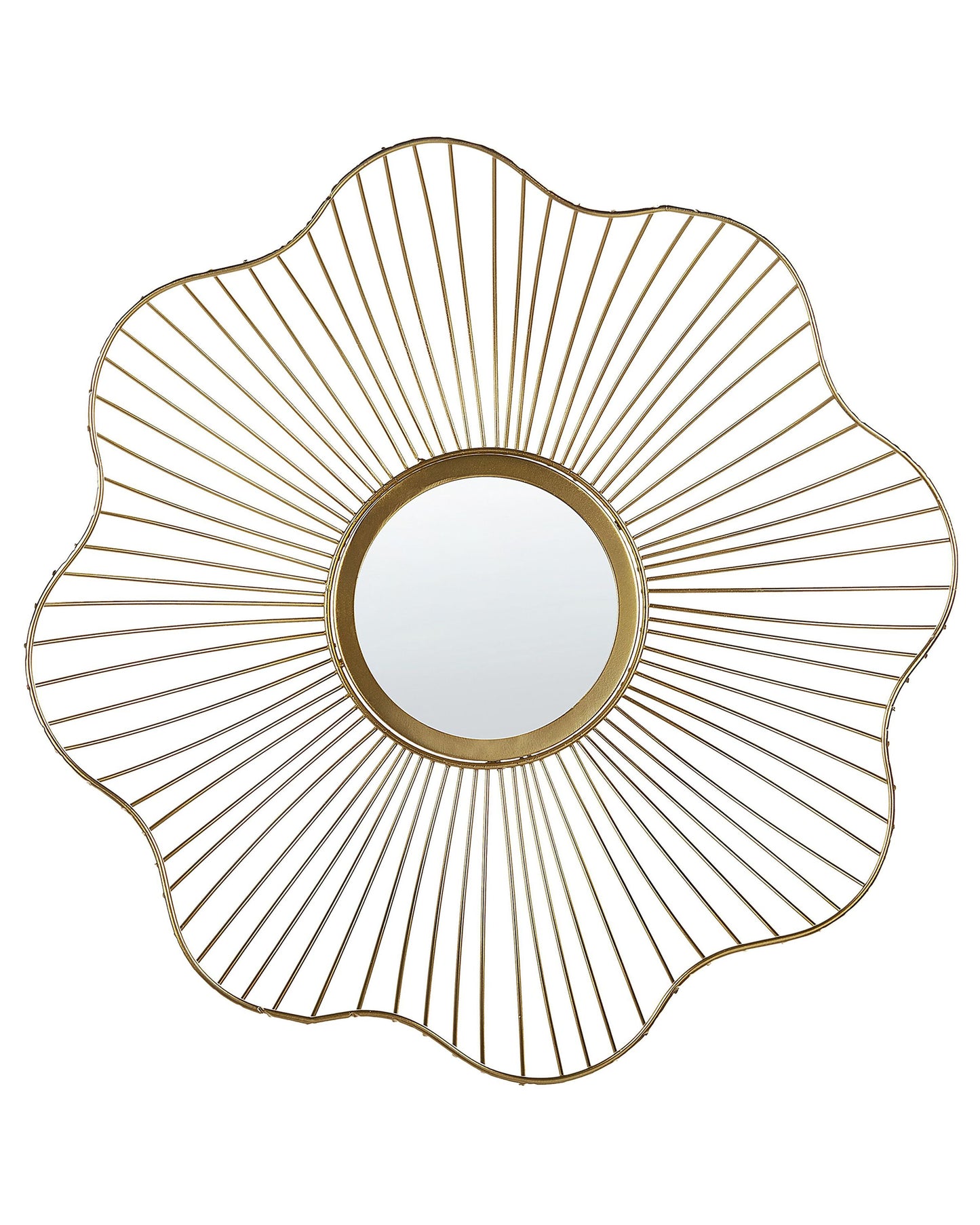 Living Flower Shaped Wall Mirror Gold Metal Frame 40cm