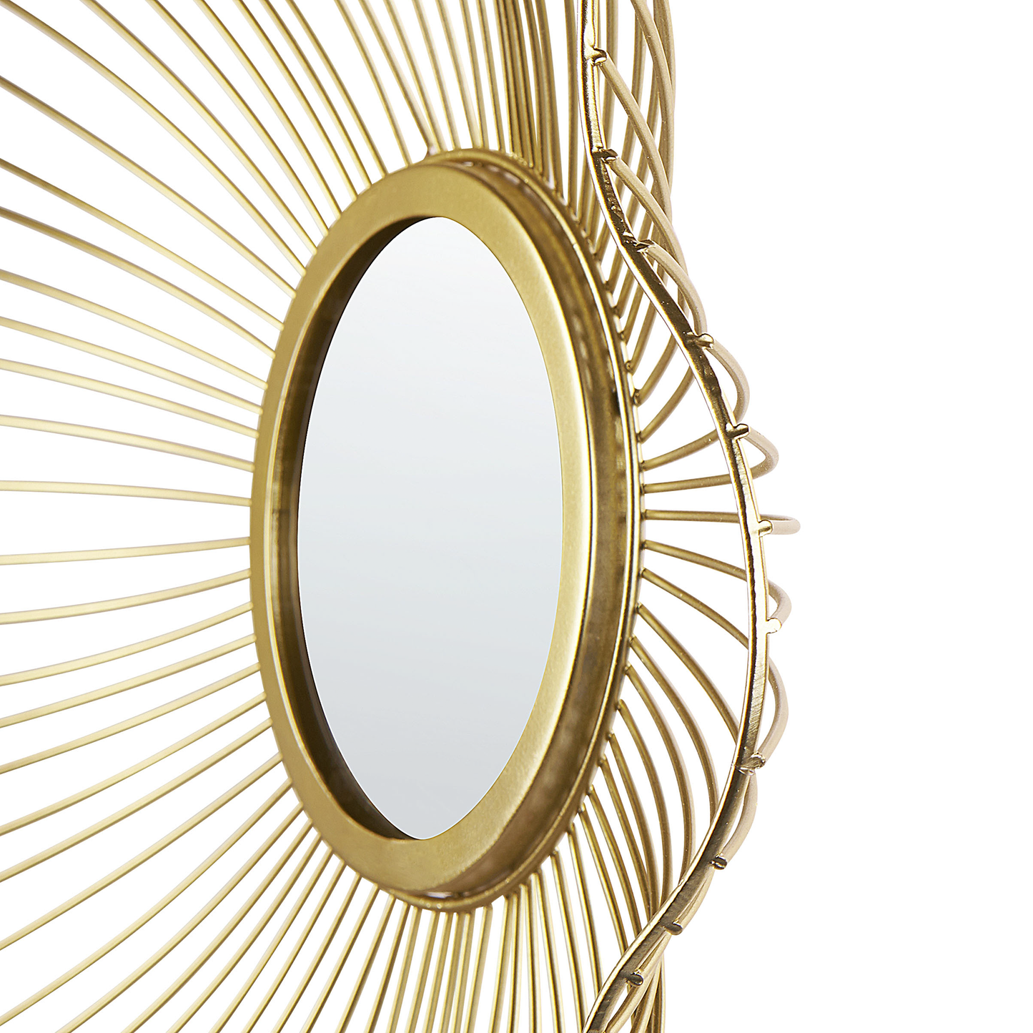 Living Flower Shaped Wall Mirror Gold Metal Frame 40cm