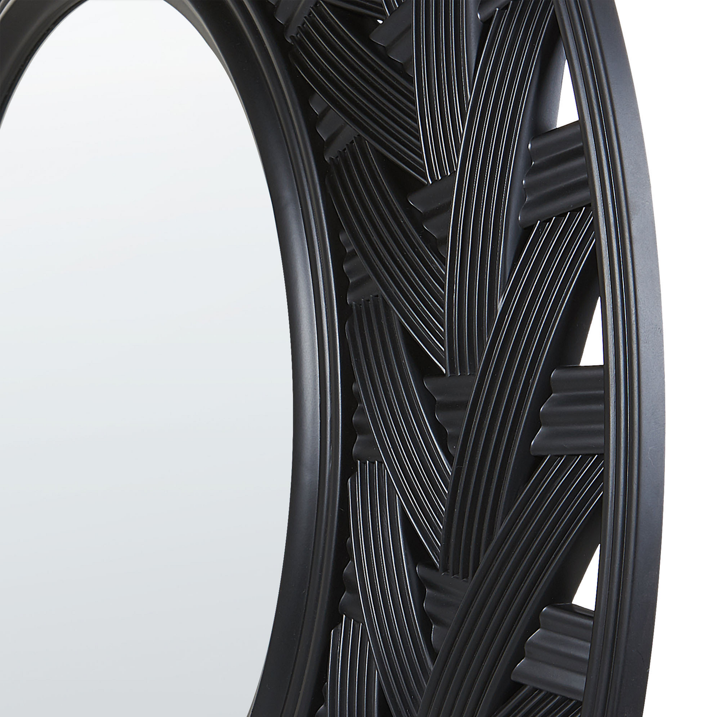 Wall Mirror Black Synthetic Frame 60cm Modern Design
