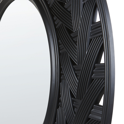 Wall Mirror Black Synthetic Frame 60cm Modern Design