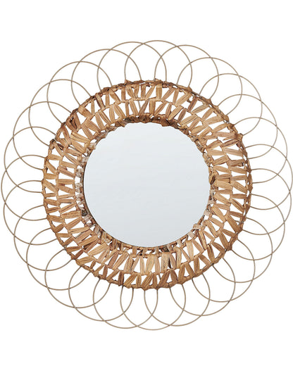 Hyacinth Home Wall Mirror Natural Water Hyacinth Steel Frame 67cm Diameter Boho Hallway