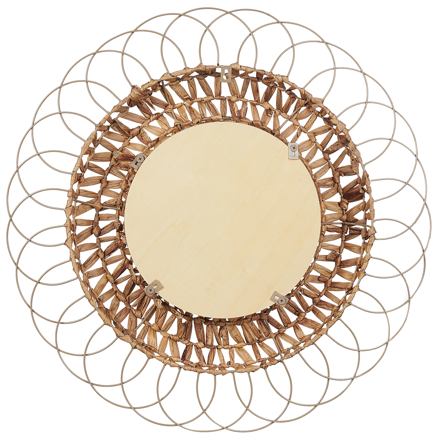 Hyacinth Home Wall Mirror Natural Water Hyacinth Steel Frame 67cm Diameter Boho Hallway