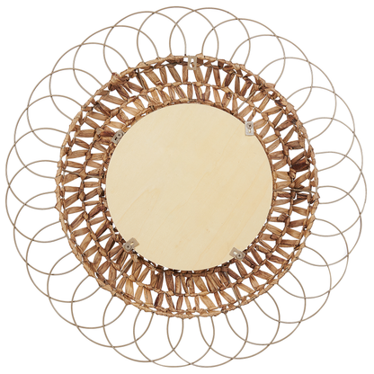 Hyacinth Home Wall Mirror Natural Water Hyacinth Steel Frame 67cm Diameter Boho Hallway