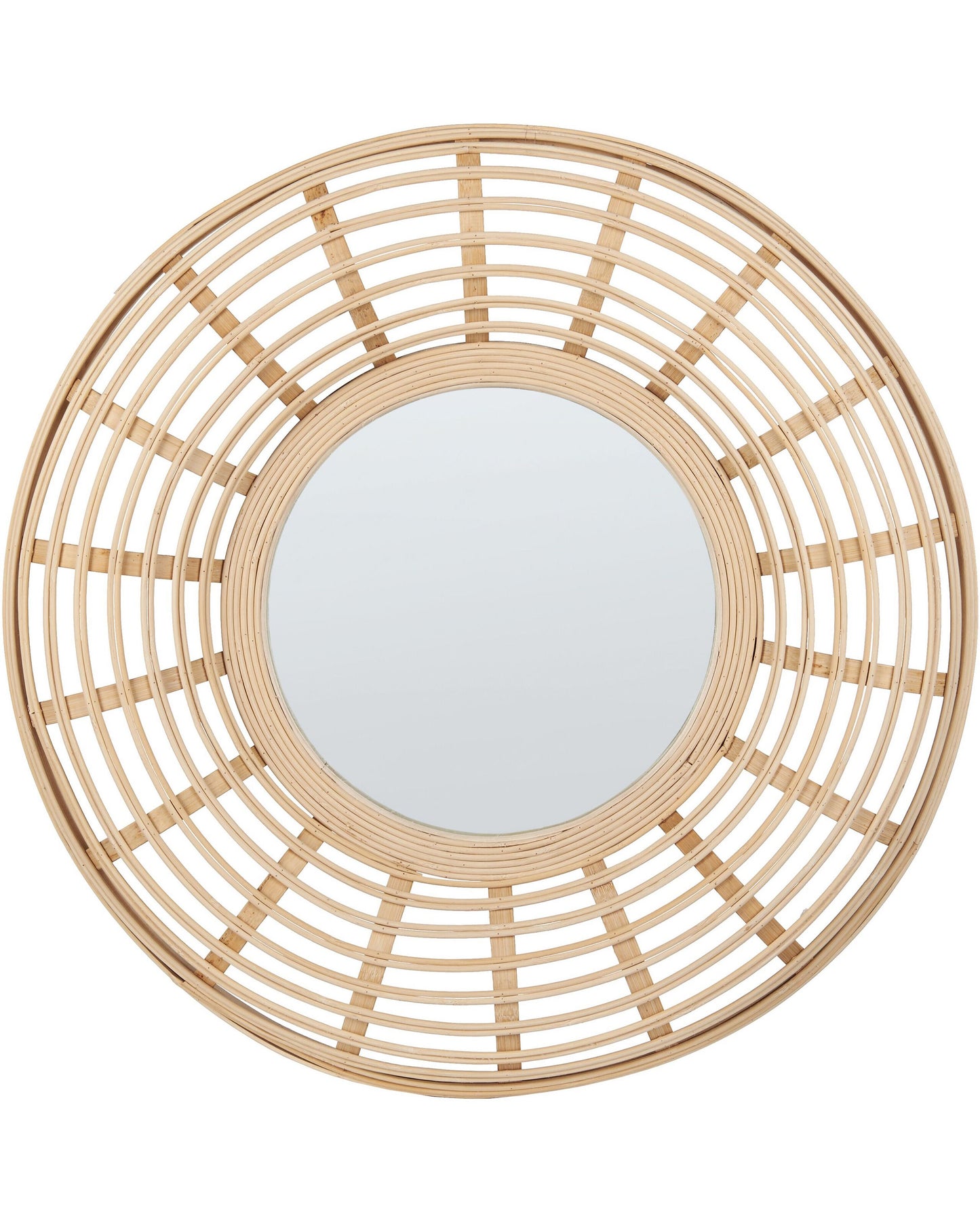 Bamboo Round Wall Mirror 60cm Natural Frame Minimalist Decor