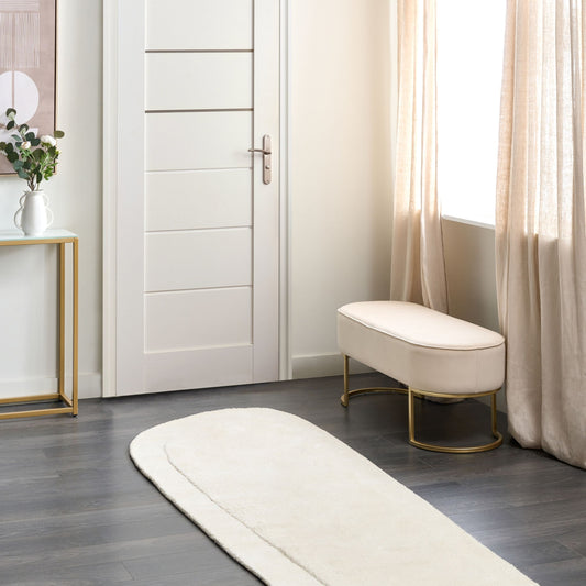 Hand Tufted Area Rug Light Beige Viscose Wool 80 x 250 Modern