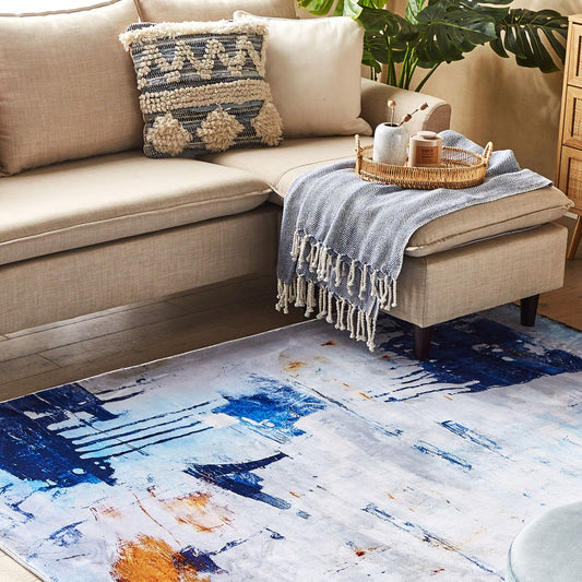 Multicolour PaintEffect Abstract Rug 140 x 200cm LowPile