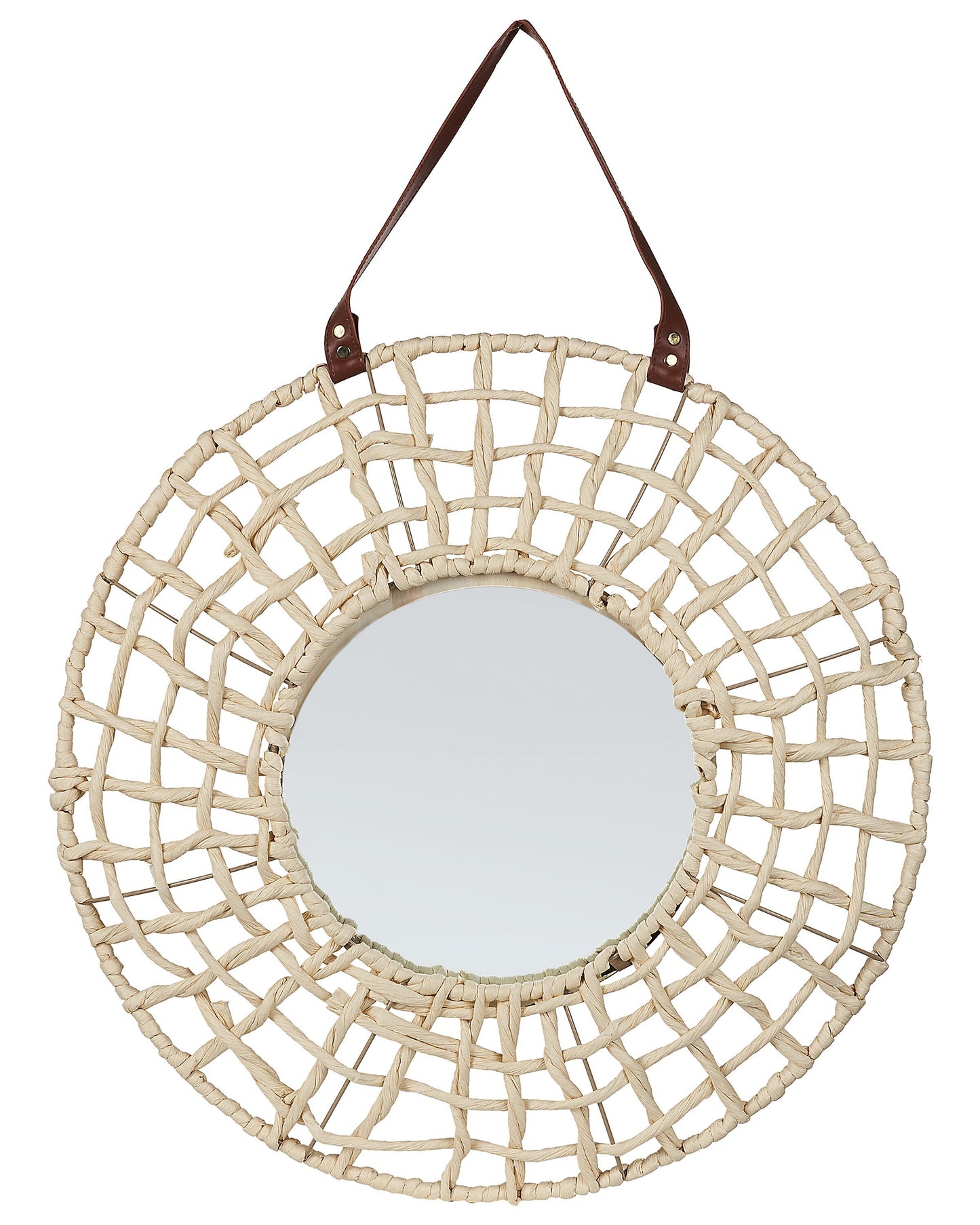Wall Hanging Mirror With Rope Frame Rustic Modern Decor