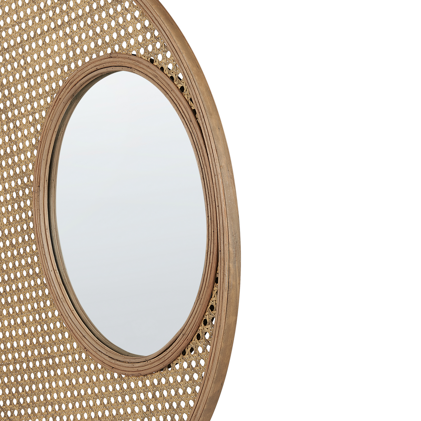 Wall Hanging Mirror Bamboo Frame Rattan Rustic Modern