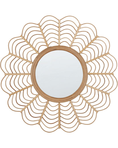Sunburst Wall Mirror Natural Bamboo Frame Rustic Modern