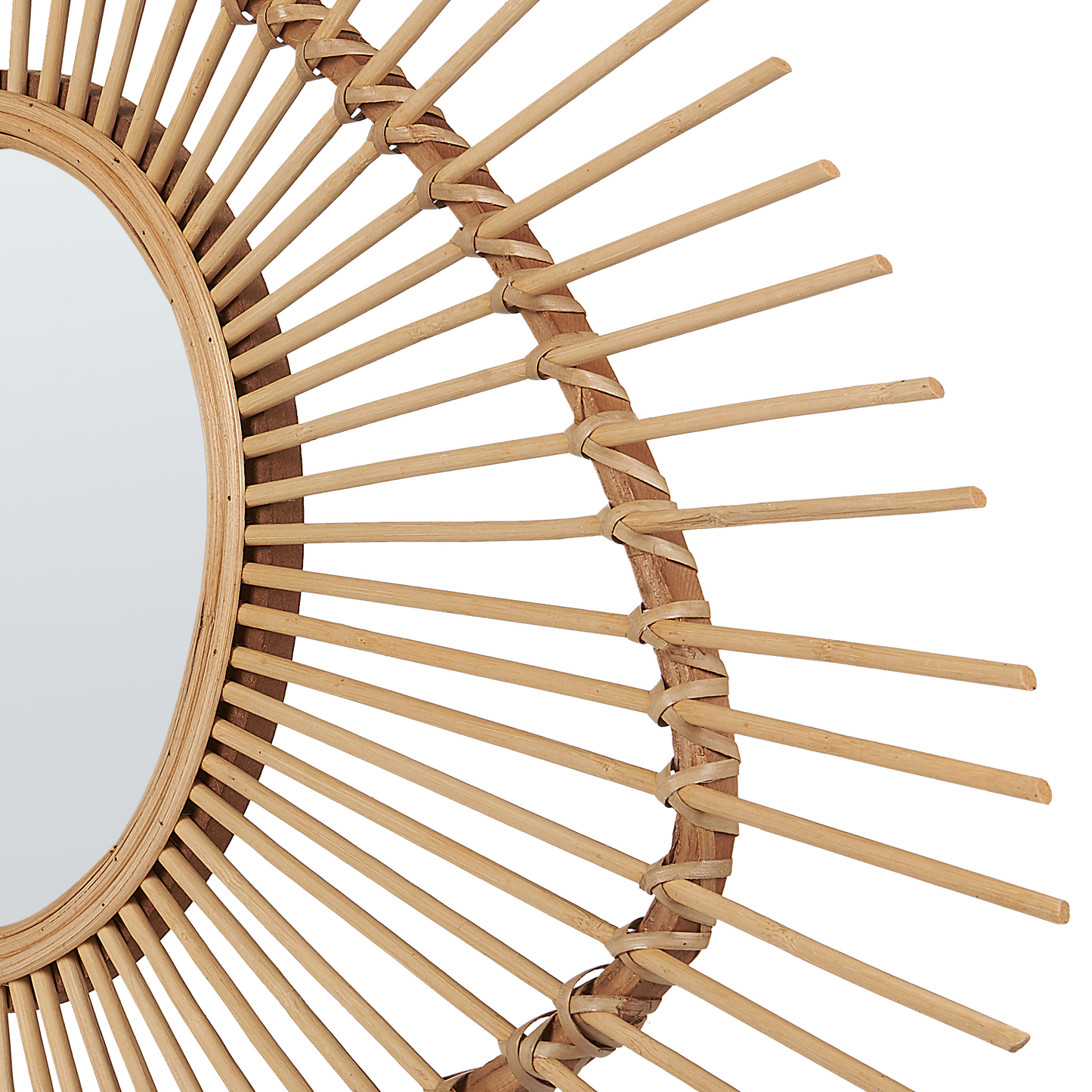 Eye Shape Wall Mirror Bamboo Wood Frame Rustic Modern