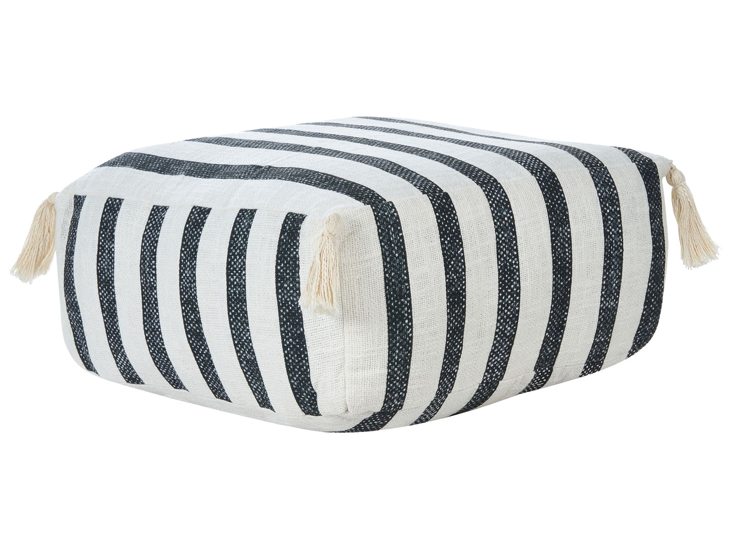 Floor Cushion Striped Black and White Cotton 45 x 45 Pouffe