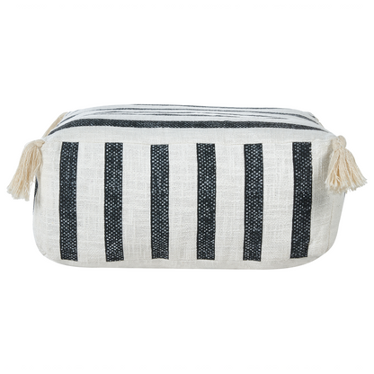 Floor Cushion Striped Black and White Cotton 45 x 45 Pouffe