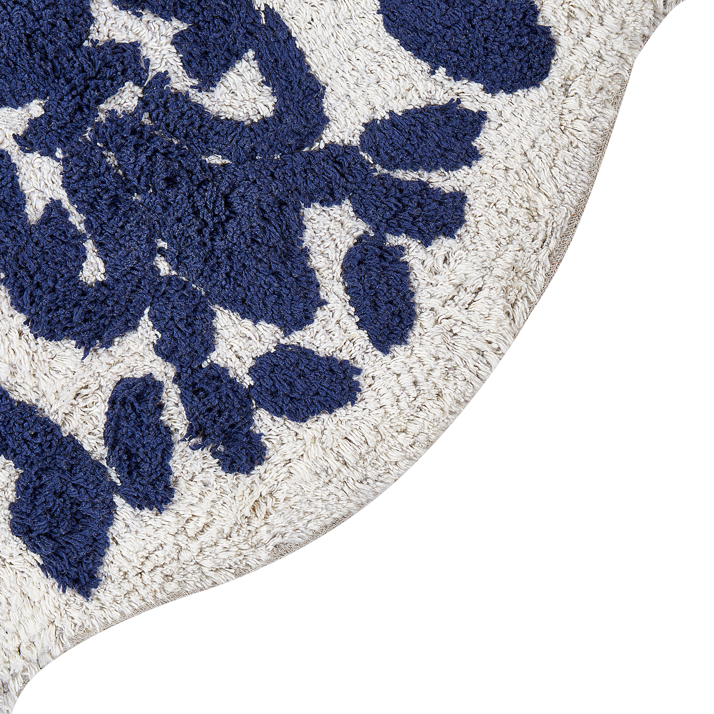 Blue Cotton Bath Mat 150 x 60cm Irregular Shape
