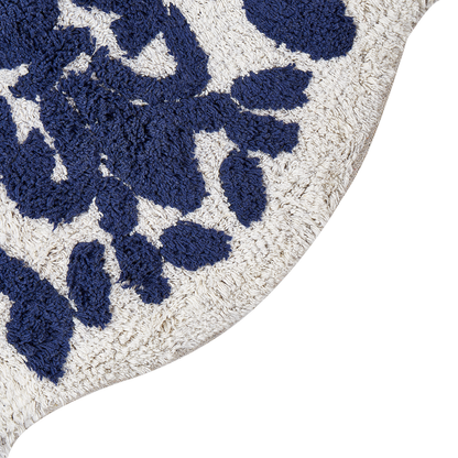 Blue Cotton Bath Mat 150 x 60cm Irregular Shape