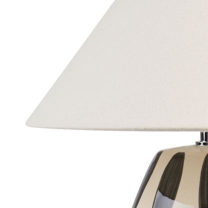 Luma Home Table Lamp Beige and Black Ceramic 41cm White Cone Shade