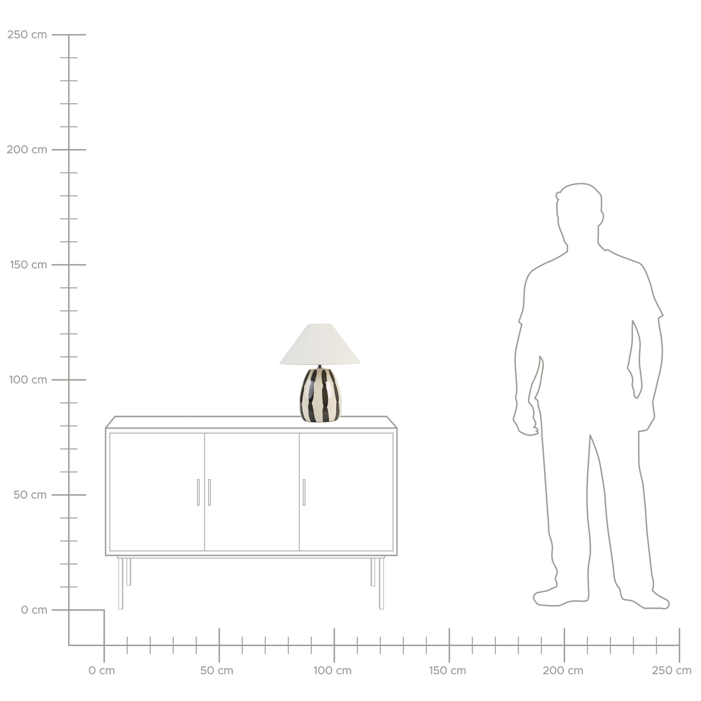 Luma Home Table Lamp Beige and Black Ceramic 41cm White Cone Shade