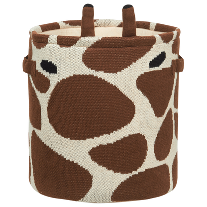 Giraffe Themed Cotton Storage Baskets Set Of 2 With Handles Beige And Brown Kids Toy Organizer