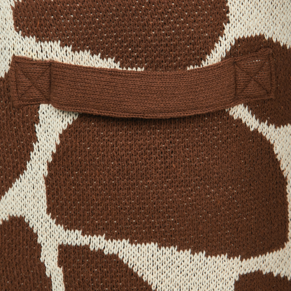 Giraffe Themed Cotton Storage Baskets Set Of 2 With Handles Beige And Brown Kids Toy Organizer