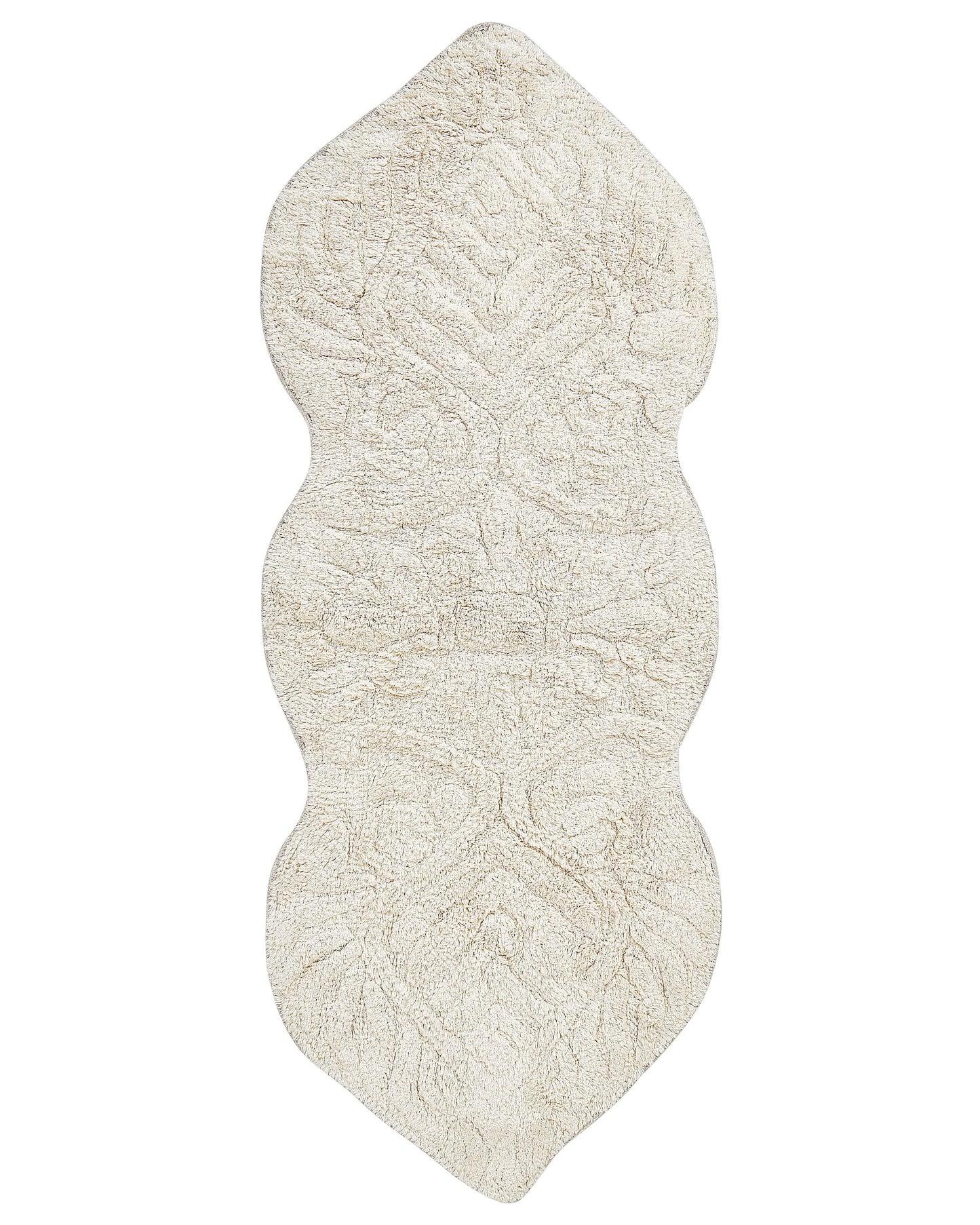 Bath Mat Beige Cotton 150 x 60 Irregular Shape