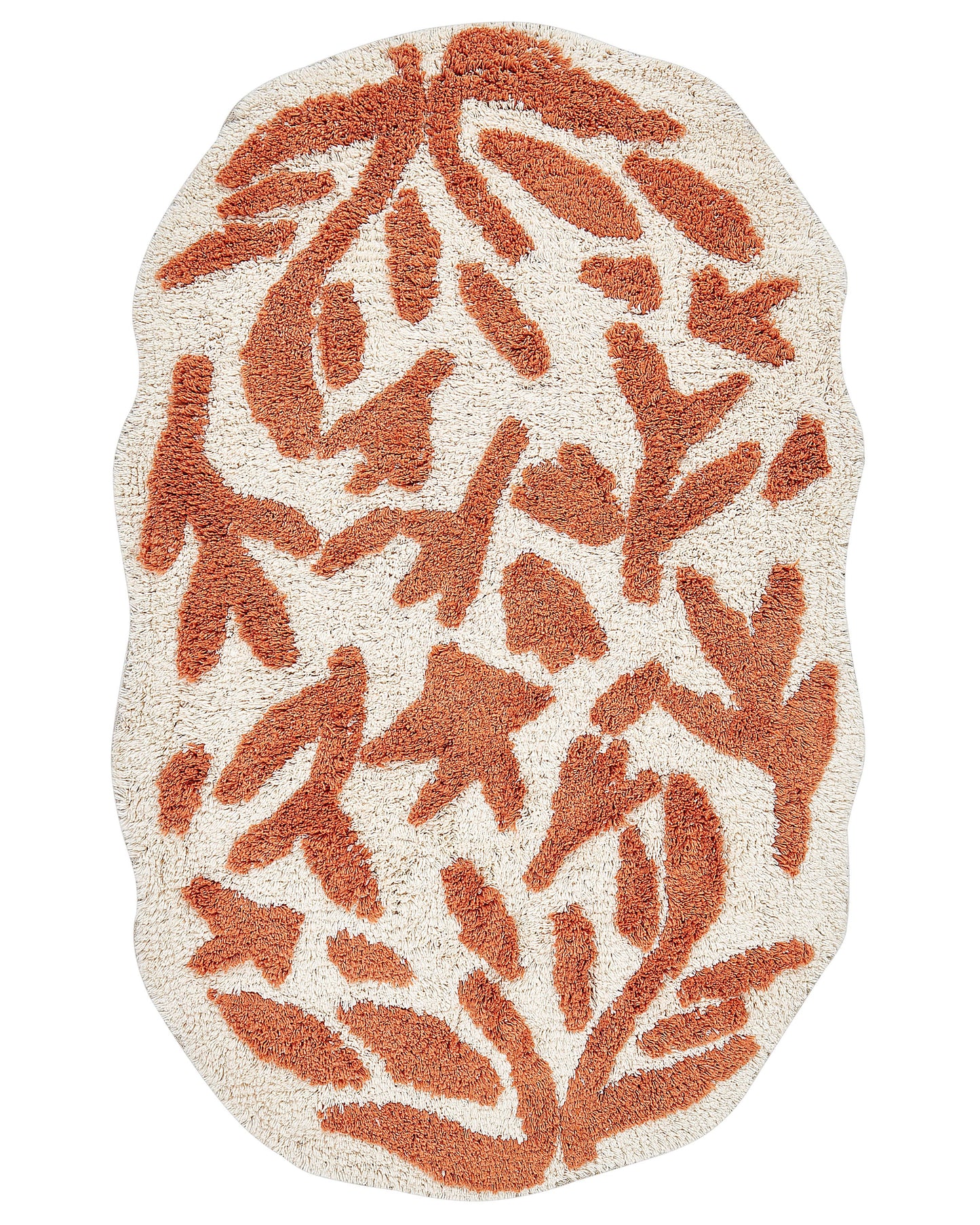 Orange Cotton Bath Mat 60 x 90 Irregular Pattern