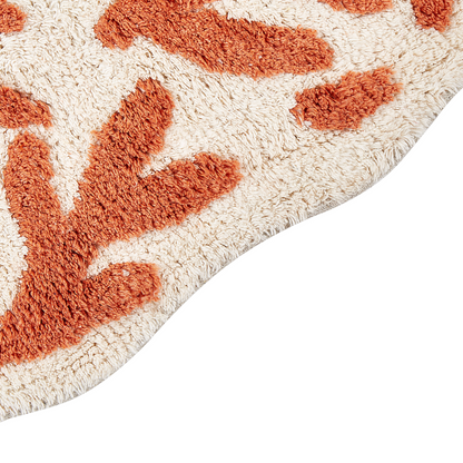Orange Cotton Bath Mat 60 x 90 Irregular Pattern