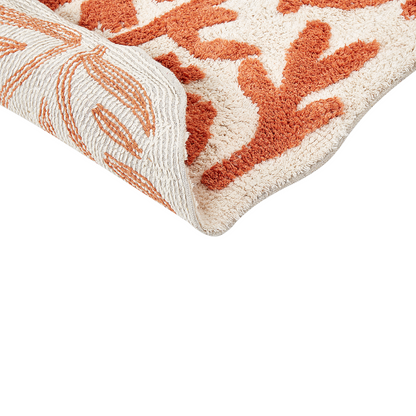 Orange Cotton Bath Mat 60 x 90 Irregular Pattern