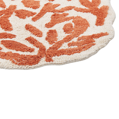 Orange Cotton Bath Mat 60 x 90 Irregular Pattern