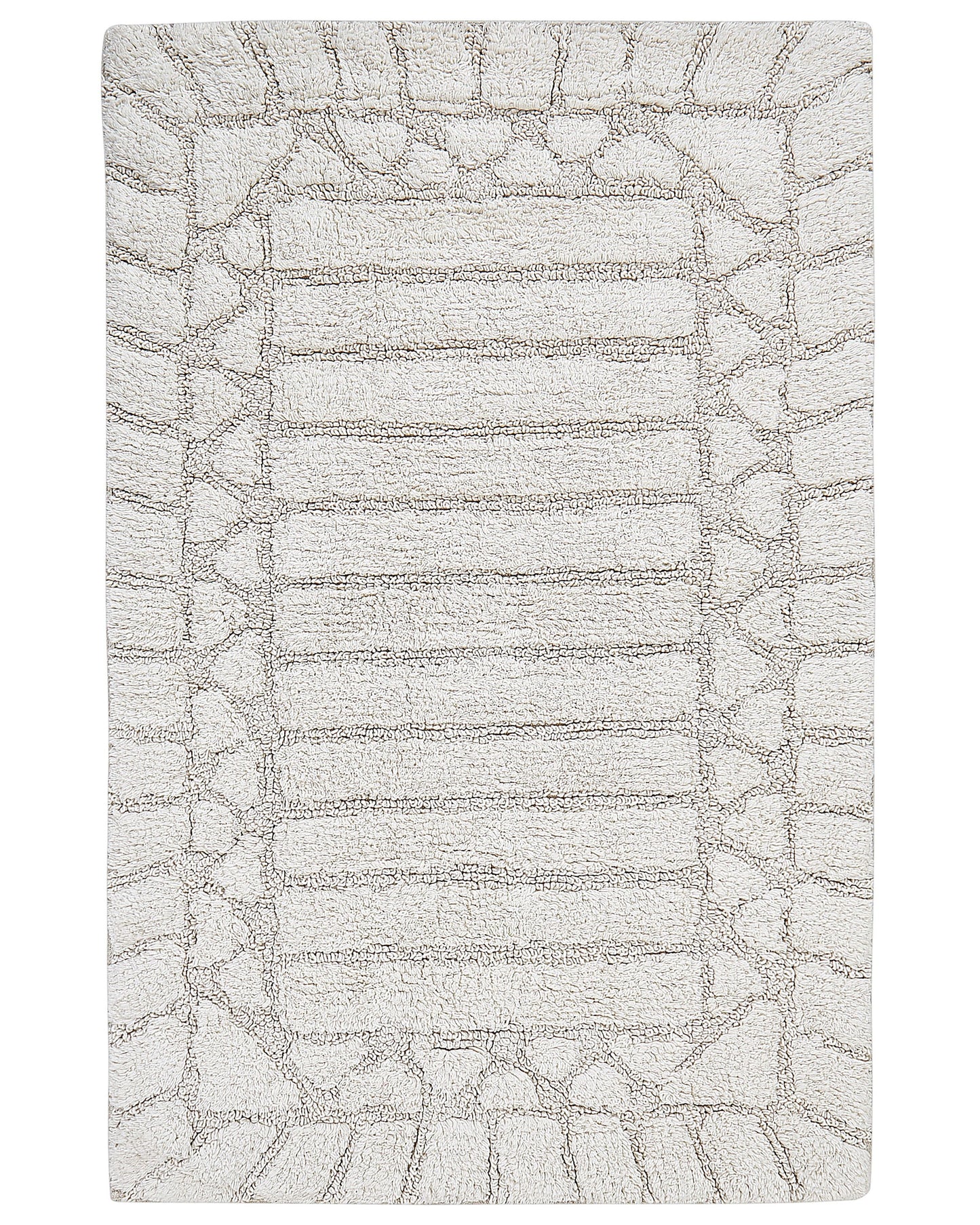 Bath Mat Beige Cotton 60 x 90cm Geometric Pattern Modern