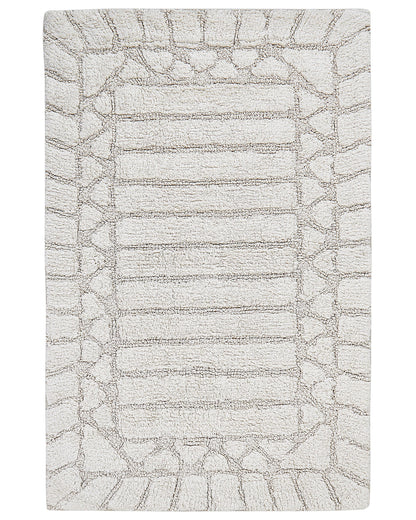 Bath Mat Beige Cotton 60 x 90cm Geometric Pattern Modern