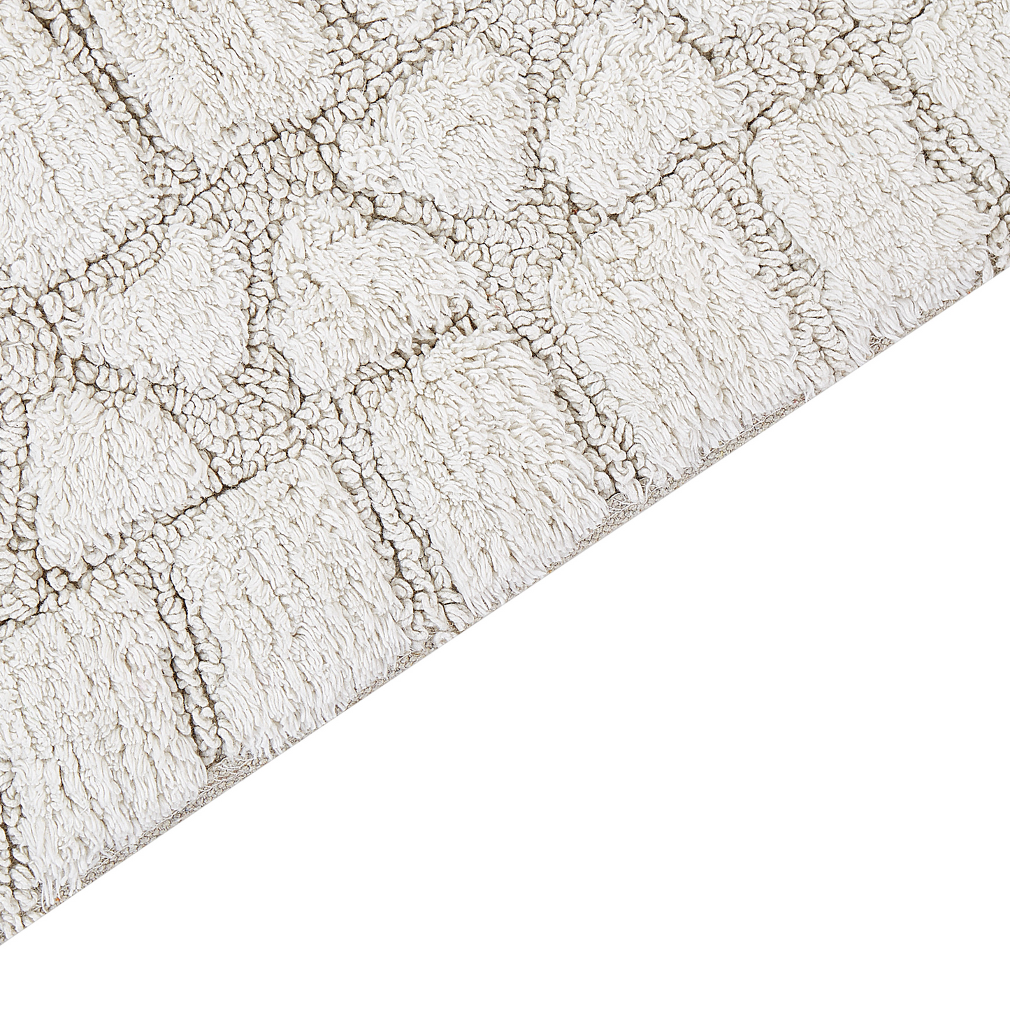 Bath Mat Beige Cotton 60 x 90cm Geometric Pattern Modern