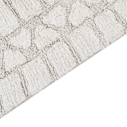 Bath Mat Beige Cotton 60 x 90cm Geometric Pattern Modern