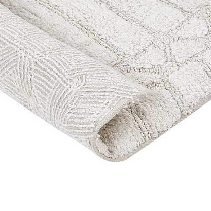 Bath Mat Beige Cotton 60 x 90cm Geometric Pattern Modern