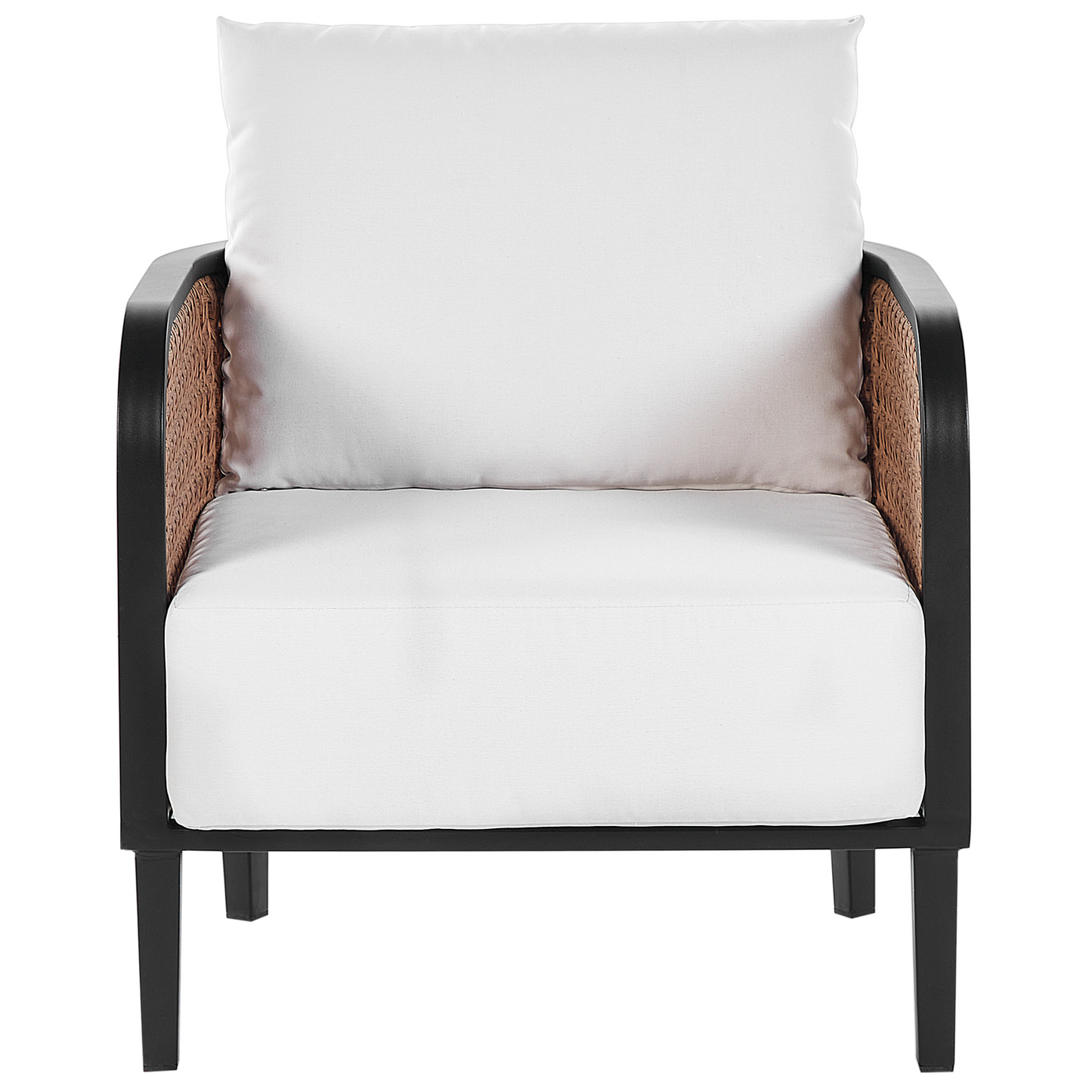 Garden Sofa Set Black Aluminium Frame Off-White Cushions