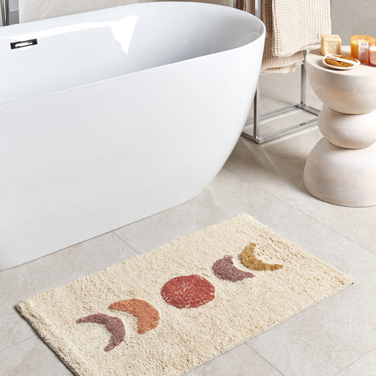 Beige Cotton Bath Mat 50 x 80 Modern Rectangular Rug