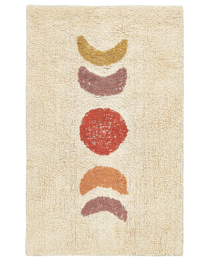 Beige Cotton Bath Mat 50 x 80 Modern Rectangular Rug