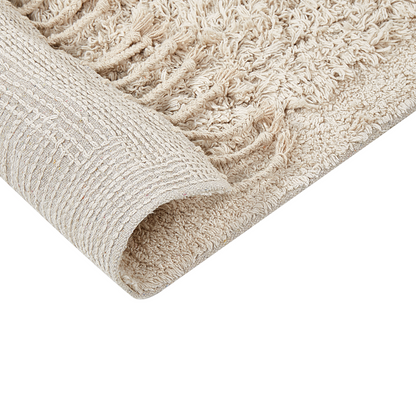 Bath Mat Beige 50 x 80cm Rectangular With Decorative Tassels Modern Design
