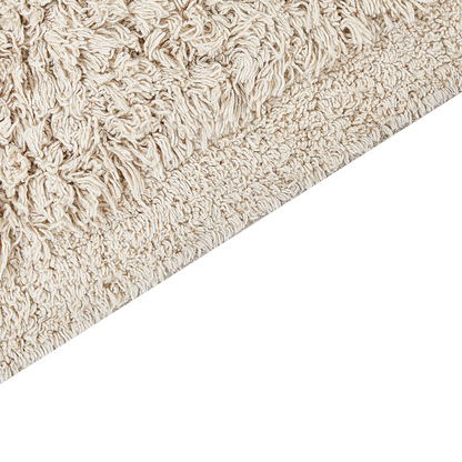 Bath Mat Beige 50 x 80cm Rectangular With Decorative Tassels Modern Design