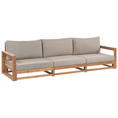 Outdoor Garden Sofa Set Light Brown Certified Acacia 5 Seater With Coffee Table Cushions Modern Design