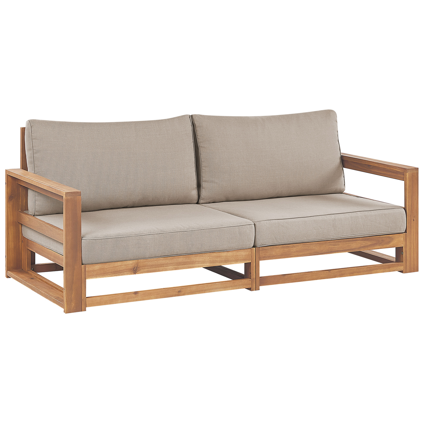 Outdoor Garden Sofa Set Light Brown Certified Acacia 5 Seater With Coffee Table Cushions Modern Design